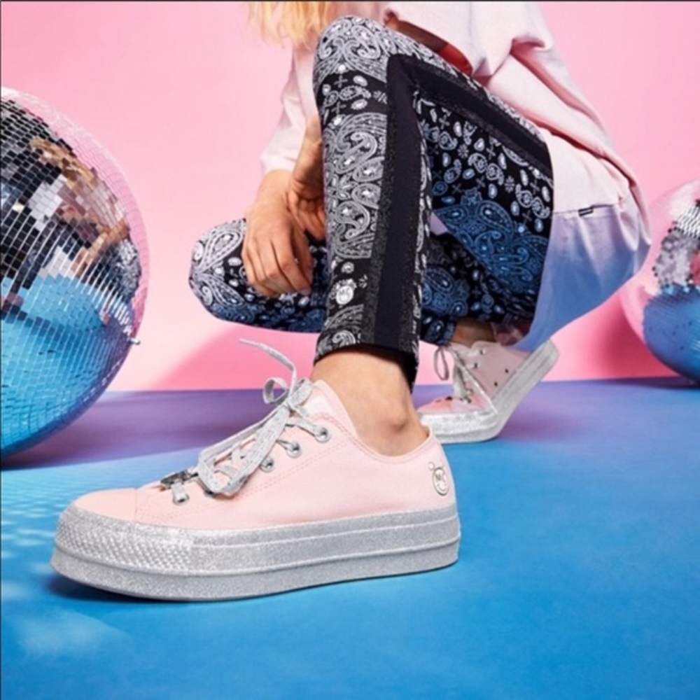 Converse Pink and Silver Sneakers